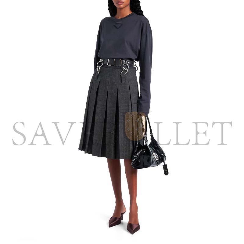 Pra*a medium push-lock leather tote (30*21*16cm)